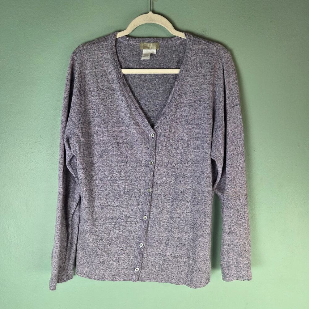 The Territory Ahead Womens XL Silk Linen Blend VNeck Cardigan Lightweight